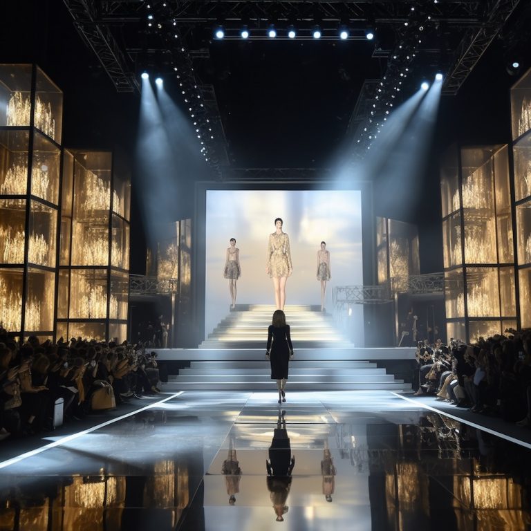 A fashion show or catwalk event being broadcast on television